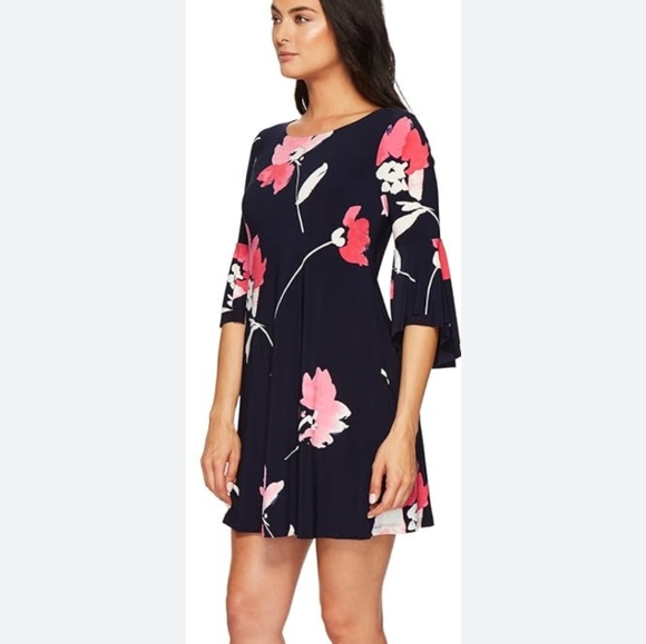 Ralph Lauren Navy Blue Floral Dress SZ.0P - Picture 1 of 6